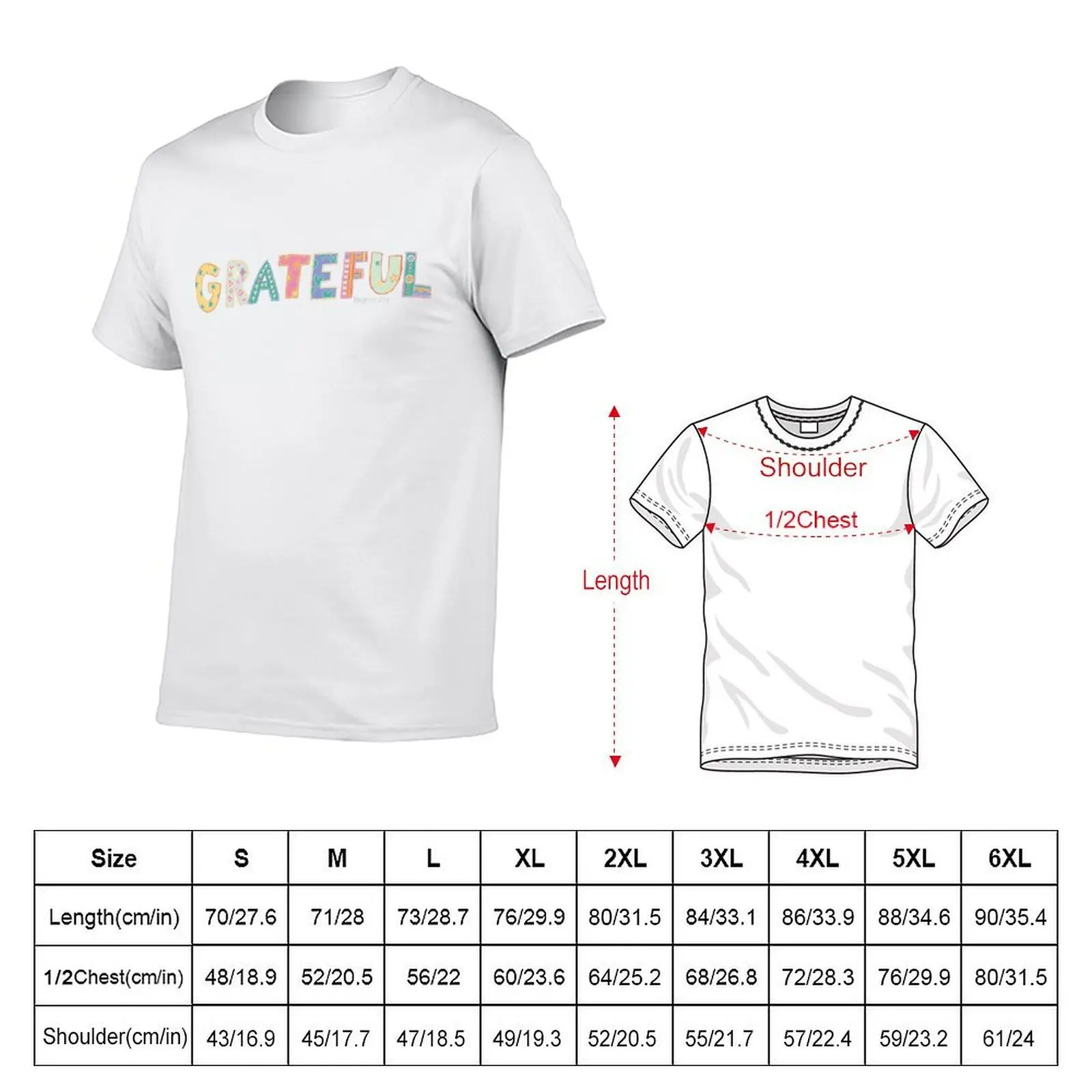 GRATEFUL - Hand lettering T-Shirt sublime funny costumes slim fit t shirts for men