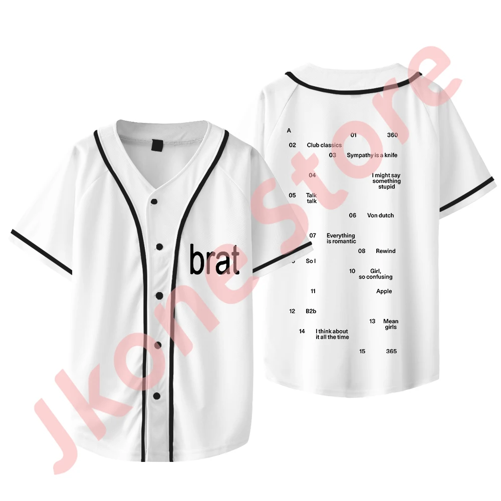 Chaqueta de béisbol Charli XCX Brat para hombre y mujer, camiseta informal de manga corta con logotipo de la gira, moda de verano