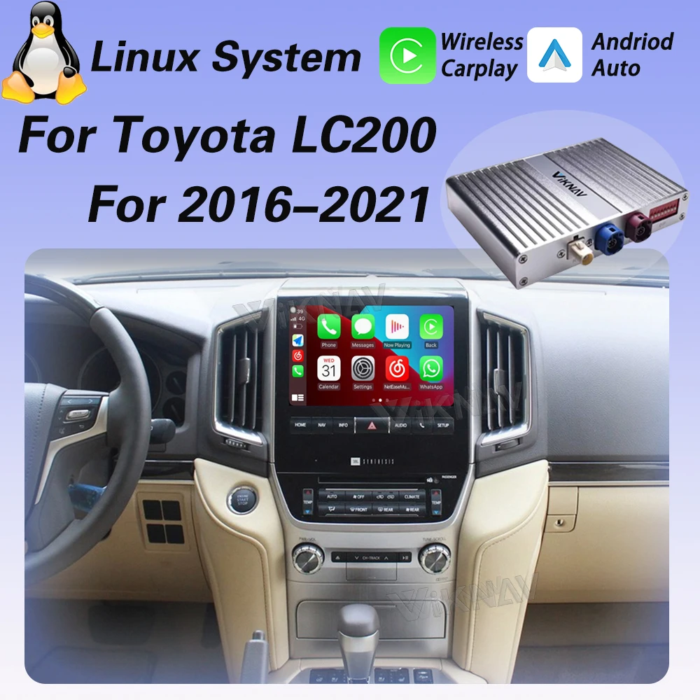 

Viknav для Toyota LC200 2016-2021 Linux интерфейсная коробка подходит для оригинального автомобиля OEM экран беспроводной Apple CarPlay Android авто