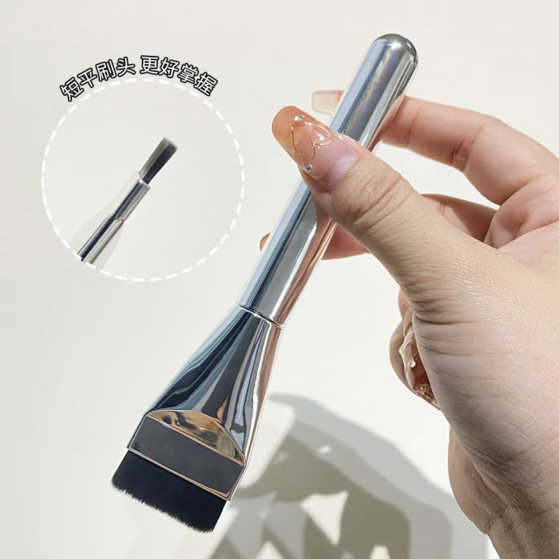 Brocha para base de cabeza plana, brocha correctora ultrafina sin rastro, brocha para máscara, sin polvo, herramientas de belleza para el cabello suave, brochas de maquillaje