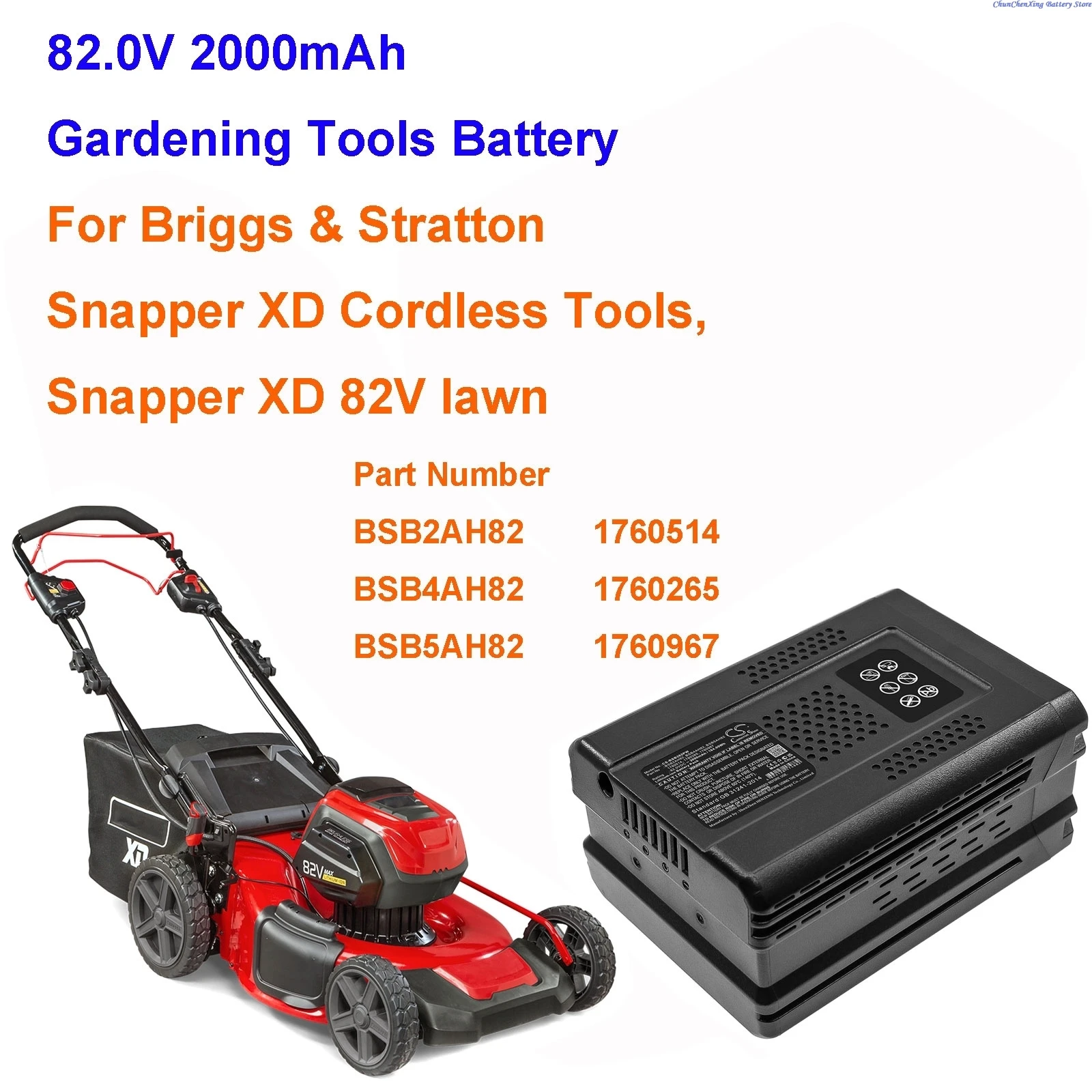 

Cameron Sino 82.0V 2000mAh Gardening Tools Battery for Briggs&Stratton Snapper XD 82V MAX 550 CFM Cordless Electric Leaf Blower