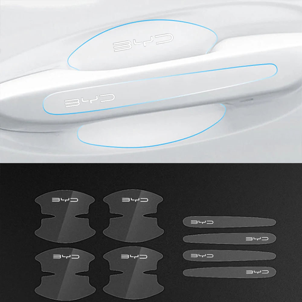 8pcs Car Door Handle Transparent Protection Exterior Door Bowl Sticker For BYD Atto 3 Act 3 Tang F3 E6 Dmi Yuan Song plus ev f0