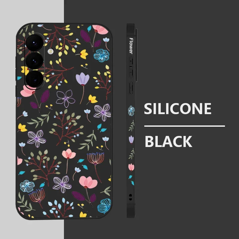 Luxury Flower Print Lanyard Case For Samsung Galaxy A55 A54 5G A35 A25 A15 A14 A34 A52 S21 FE S22 S23 S24 Ultra Silicone Cover
