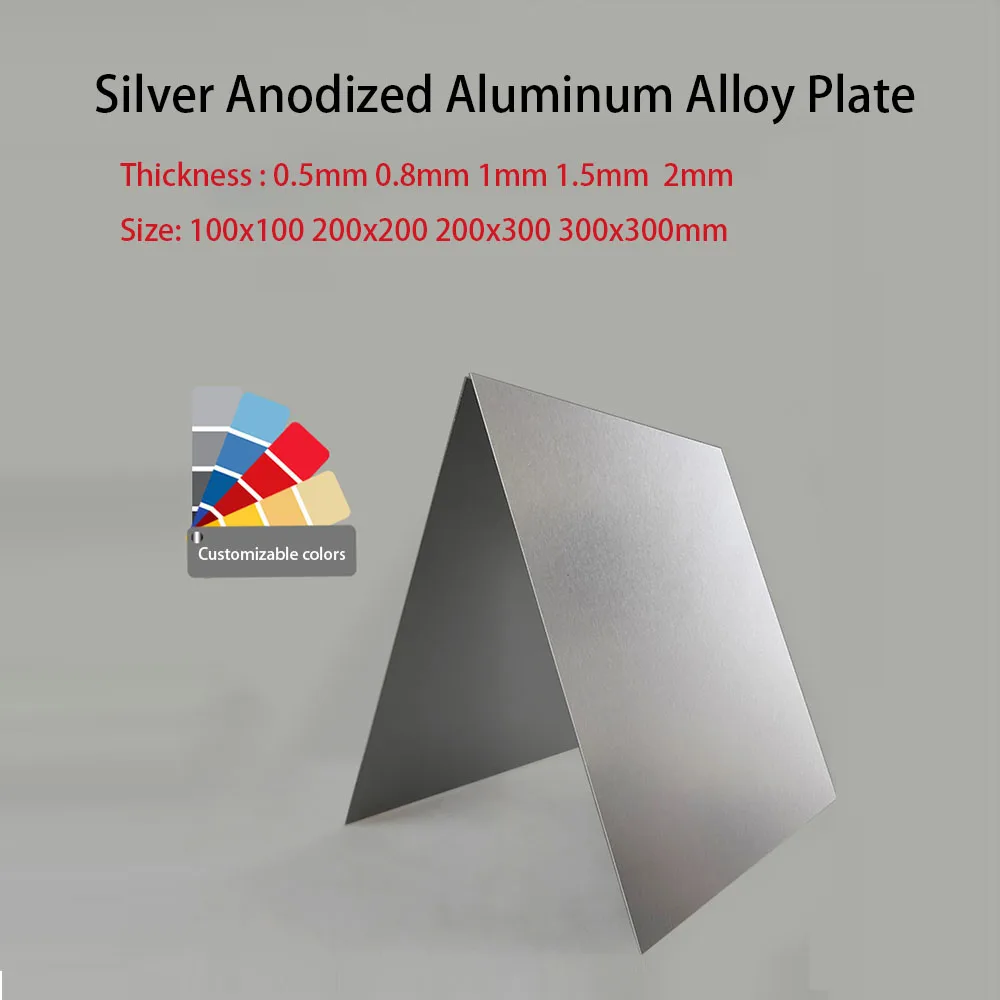 

Silver Anodized Aluminum Alloy Plate 5052 Aluminum Flat Plate Thick 0.5/0.8/1/1.5/2mm 100x100mm 200x200mm 200x300mm 300x300mm