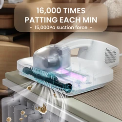500W Dual Motor Mite Remover UV-C Sterilization Heating Dehumidification 400ML Dust Box HEPA Filter 15000Pa Vacuum Cleaner