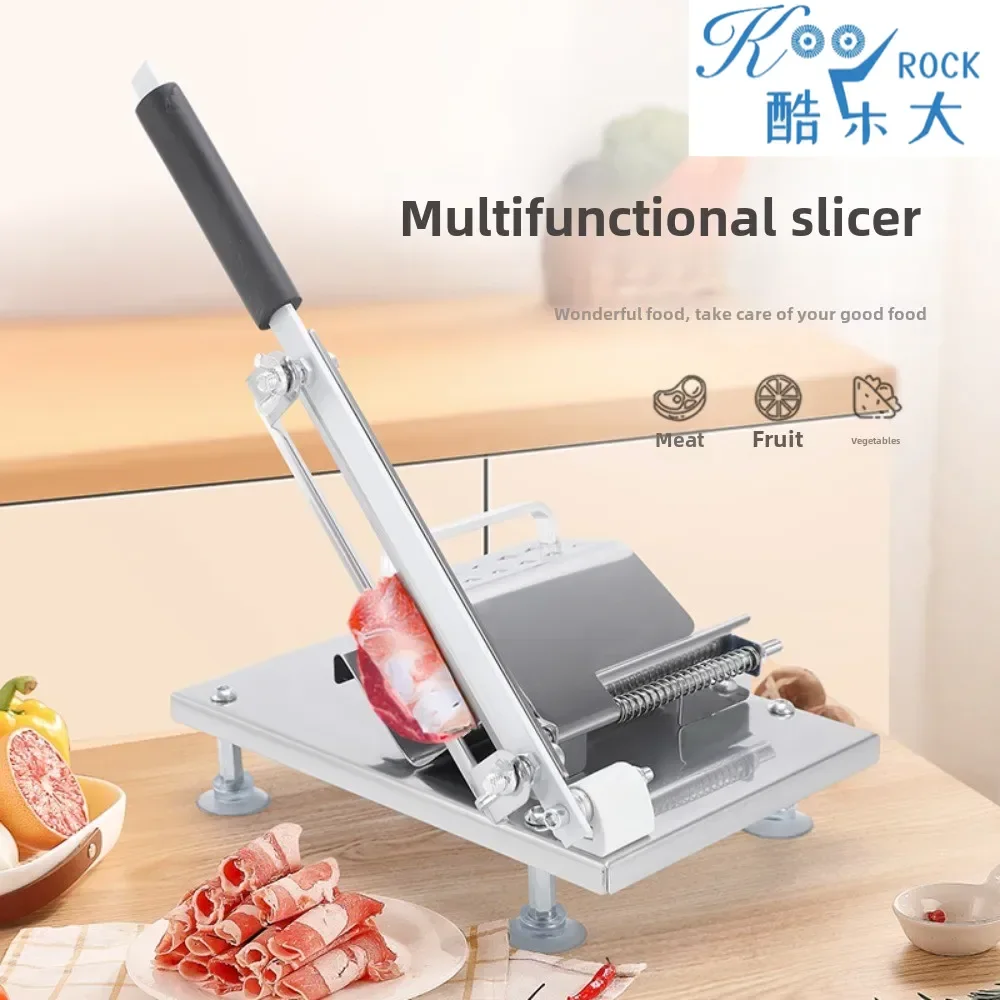 Rebanadora de Carne Manual Multifuncional - Máquina Rebanadora de Acero Inoxidable para Uso Doméstico y Comercial, para Cordero, Res y Carne Congelada
