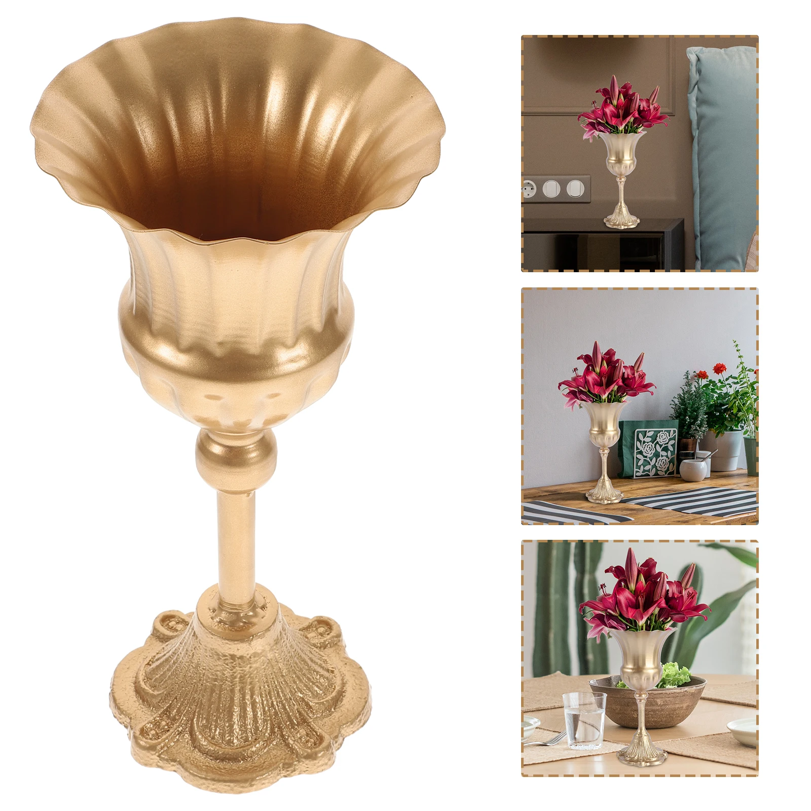 

1pc Iron Vase Retro Floral Arrangement Container Home Decoration Desktop Tabletop Flower Bud Vase For Wedding Living Room Hotel