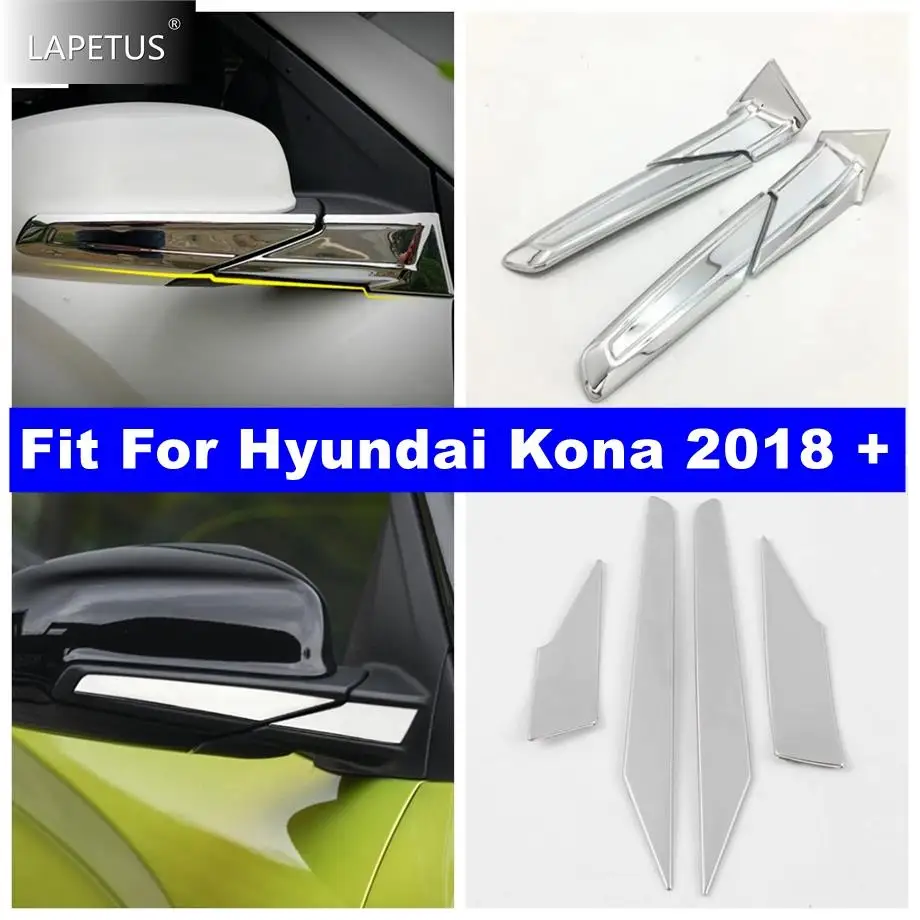 

Side Door Rearview Mirror Anti-rub Rubbing Strips Cover Trim Auto Silver Style Exterior Accessories For Hyundai Kona 2018 - 2023