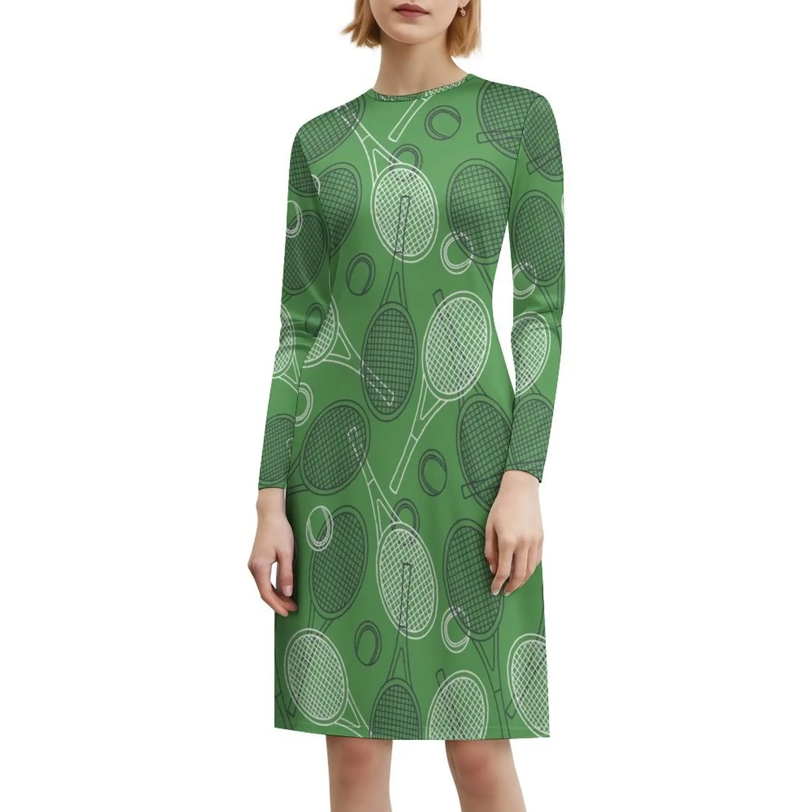 فستان بدون خياطة مع معدات التنس فستان سموك زهري للنساء للربيع والصيف فستان كاجوال لحفلات التنس لاعب التنس #6