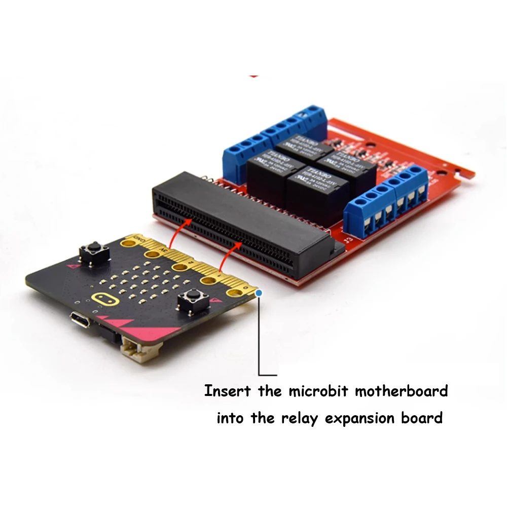 마이크로 비트 4 채널 릴레이 모듈 실드, 5V 하이 트리거, DIY 프로그래밍, 교육용 어린이 수업 교육, 마이크로 비트 확장 보드