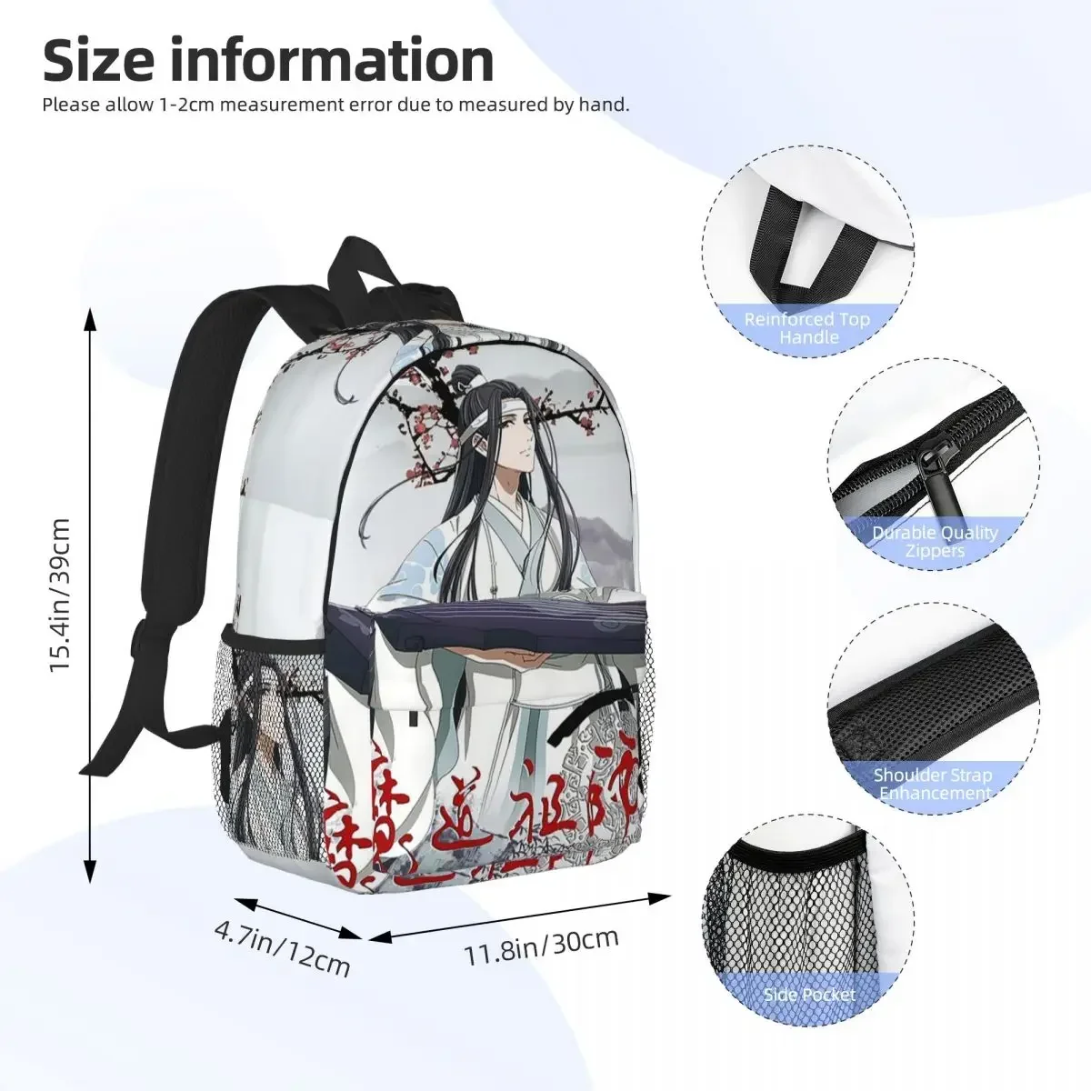 حقيبة ظهر الجامحة WangXian Bunny Mo Dao Zu Shi للطلاب والأولاد والبنات حقيبة كتب مدرسية حقائب كتف للكمبيوتر للرجال والنساء