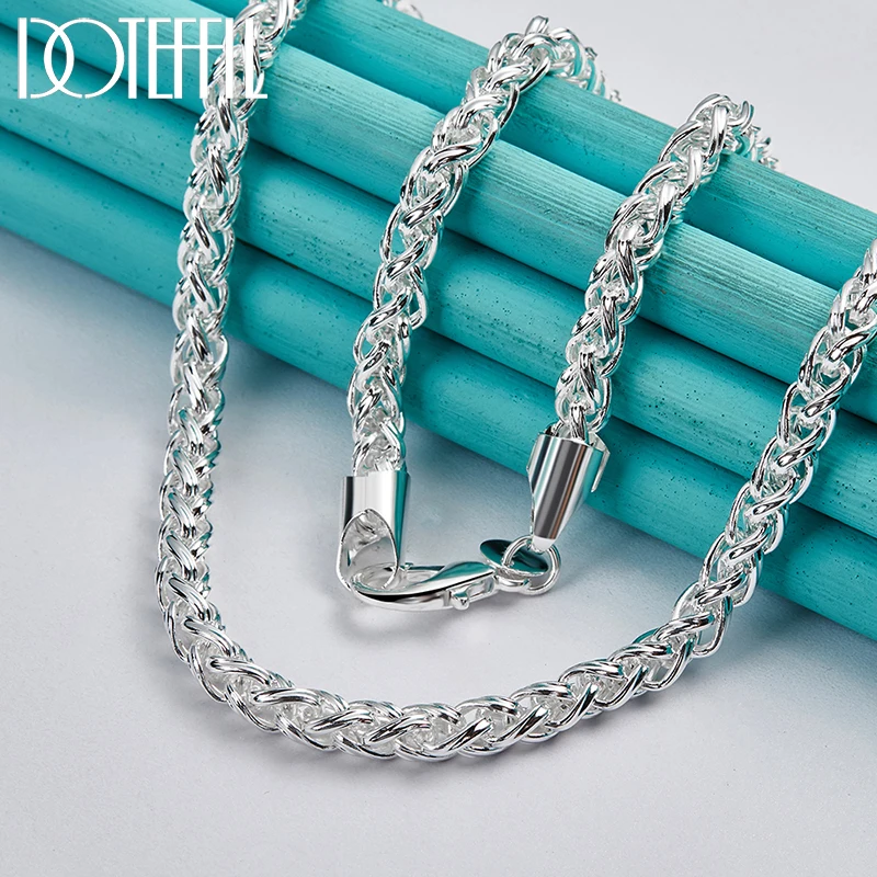 DOTEFFIL 925 Sterling Silver 8mm Chain Necklace For Man Women Fashion Wedding Party Charm Jewelry