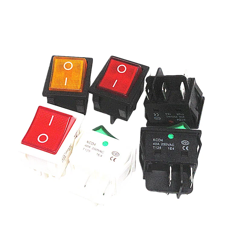 5pcs Welding machine high current boat type switch 40A high power rocker power switch KCD4 with light
