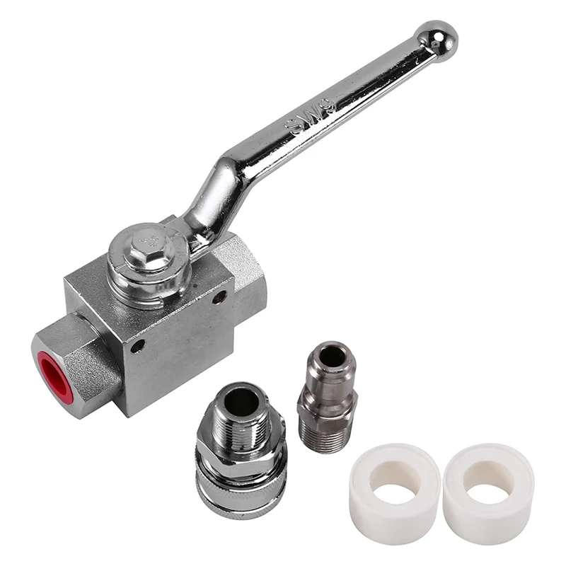 High Pressure Washer Ball Valve Kit, 3/8 Inch Quick Connect For Power Washer Hose, 4500 Psi