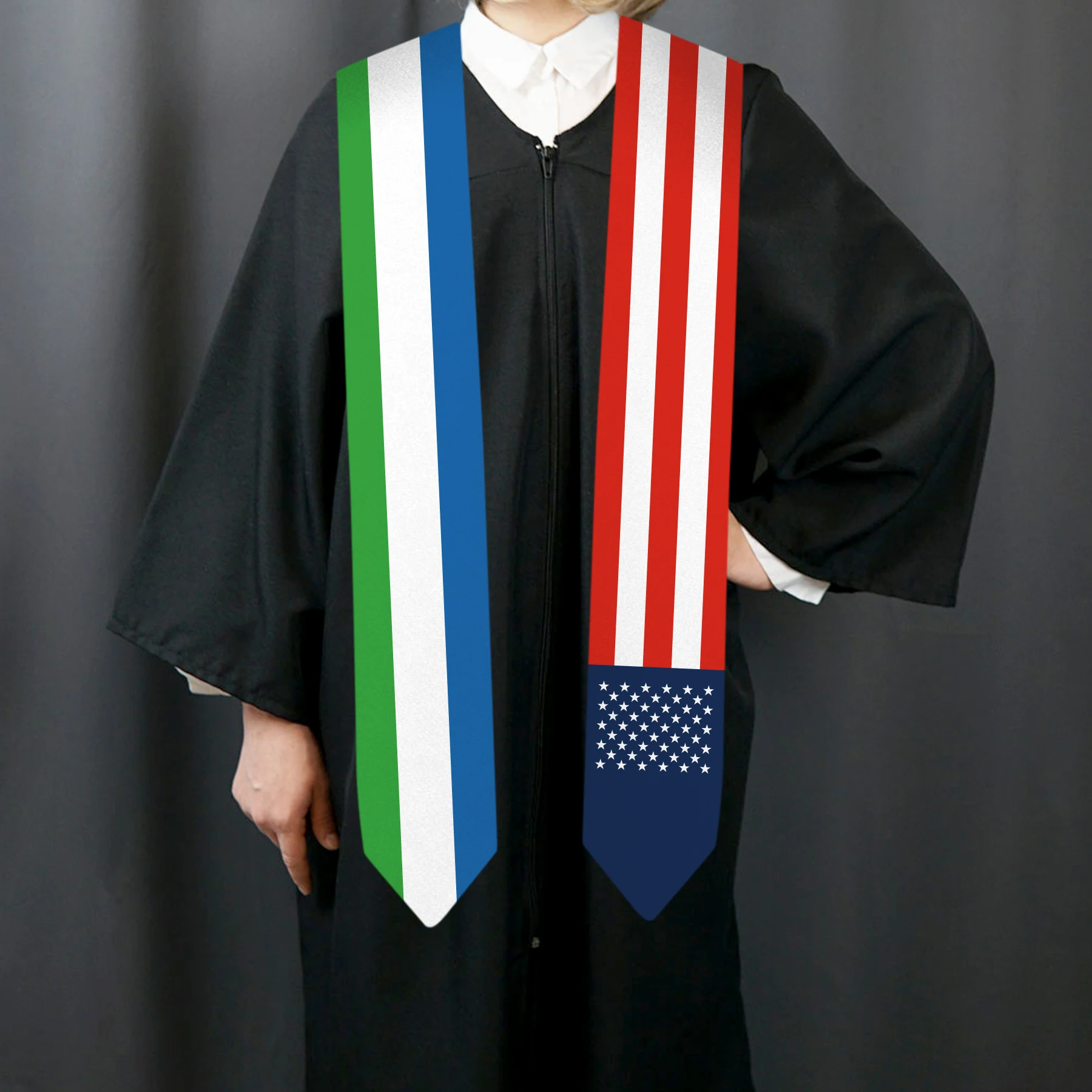 13x180cm USA And Galapagos Islands Flag Graduation Sash Bachelor Gown Accessory Graduation Sash Scarf