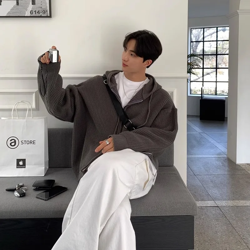 

Утепленный вязаный кардиган для мужчин: ретро-стиль, модный, универсальный, осенне-зимняя новинка