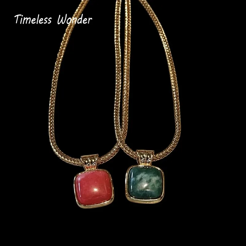 Timeless Wonder Retro Geo Stone Snake Chain Pave Necklace Women Designer Jewelry Top Rare Trendy Classy Vintage 4612