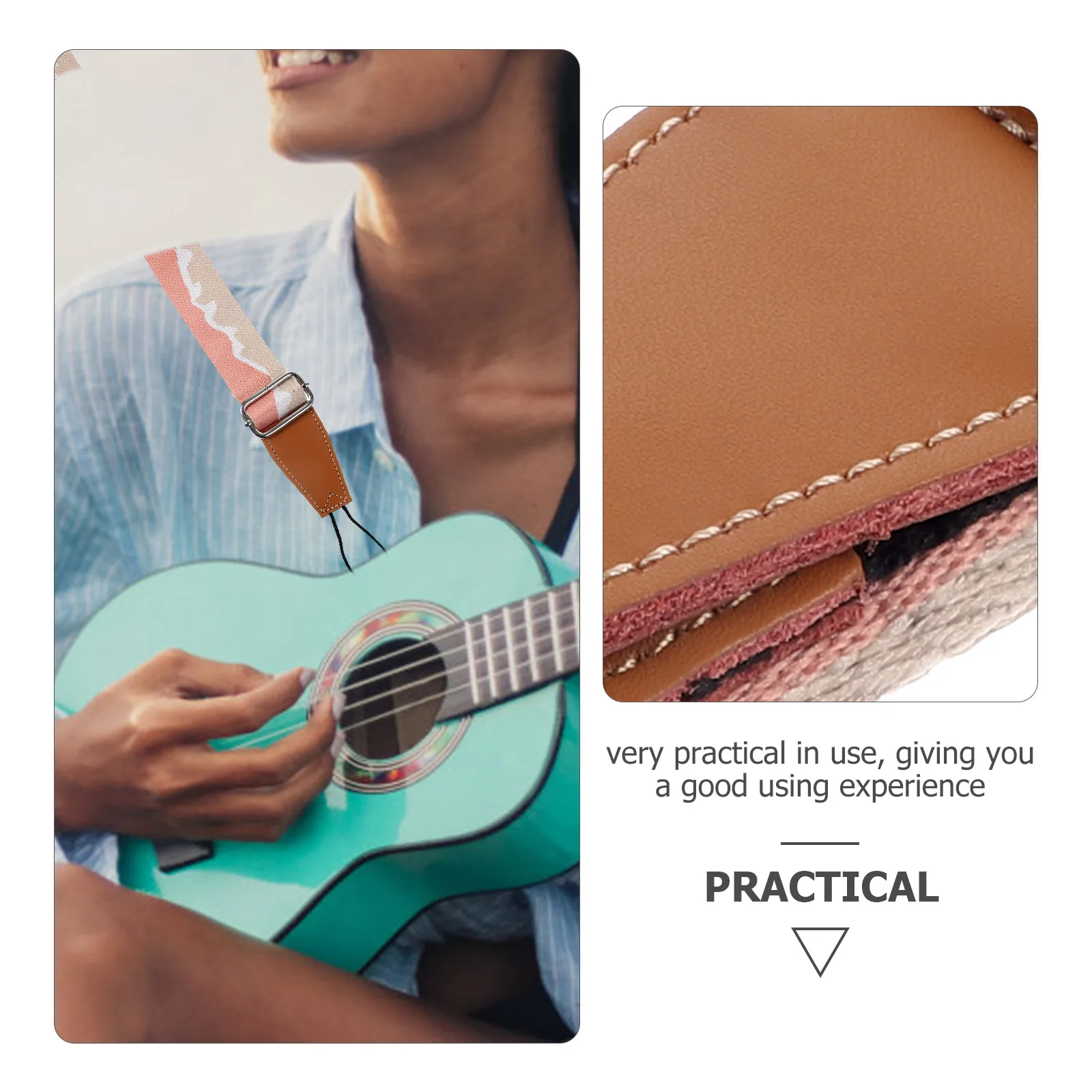 

Ukulele Strap Blue No Drill Adjustable Soft Comfort Material Guitar Shoulder Belt For Bass