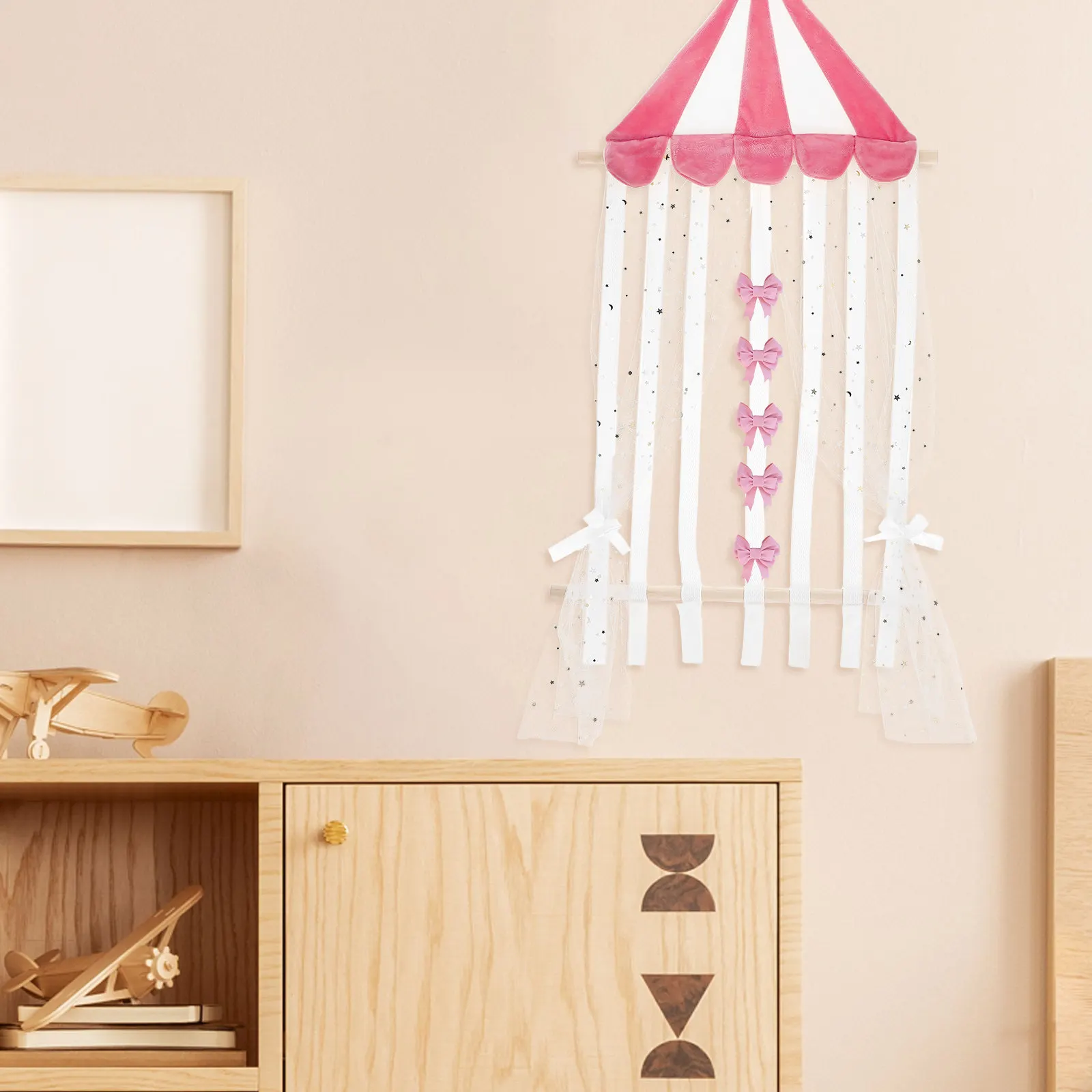 

Headband Holder Hair Accessories Organizer Soft Comfortable Non-Slip Storage Rack for Room Pink