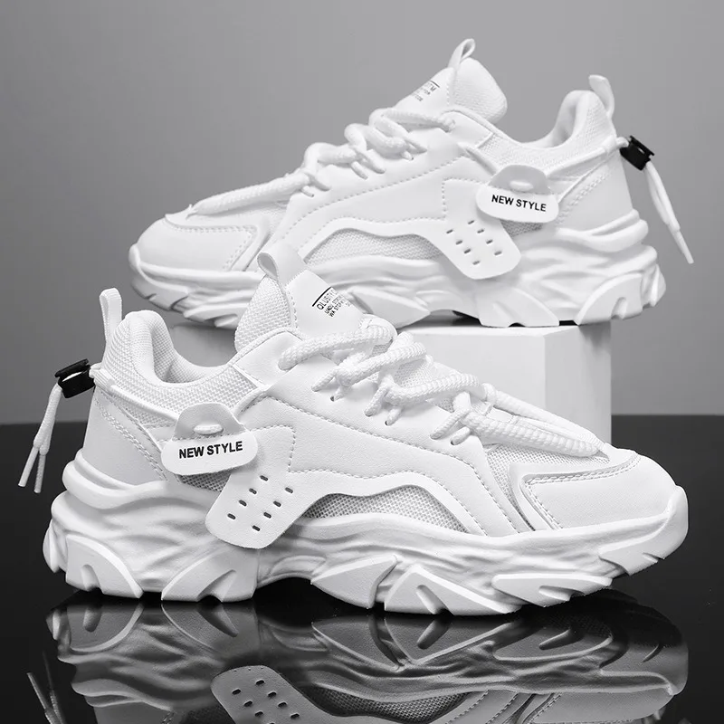 

Sneakers for Men High Quality Leather Casual Shoes Mesh Breathable Sport Running Shoes Platform Tennis Shoes Zapatillas Hombre