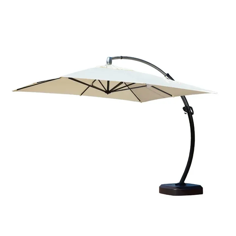 Large curved arm umbrella outdoor luxury sunshade beach seaside courtyard hotel villa folding exposed balcony side umbrella