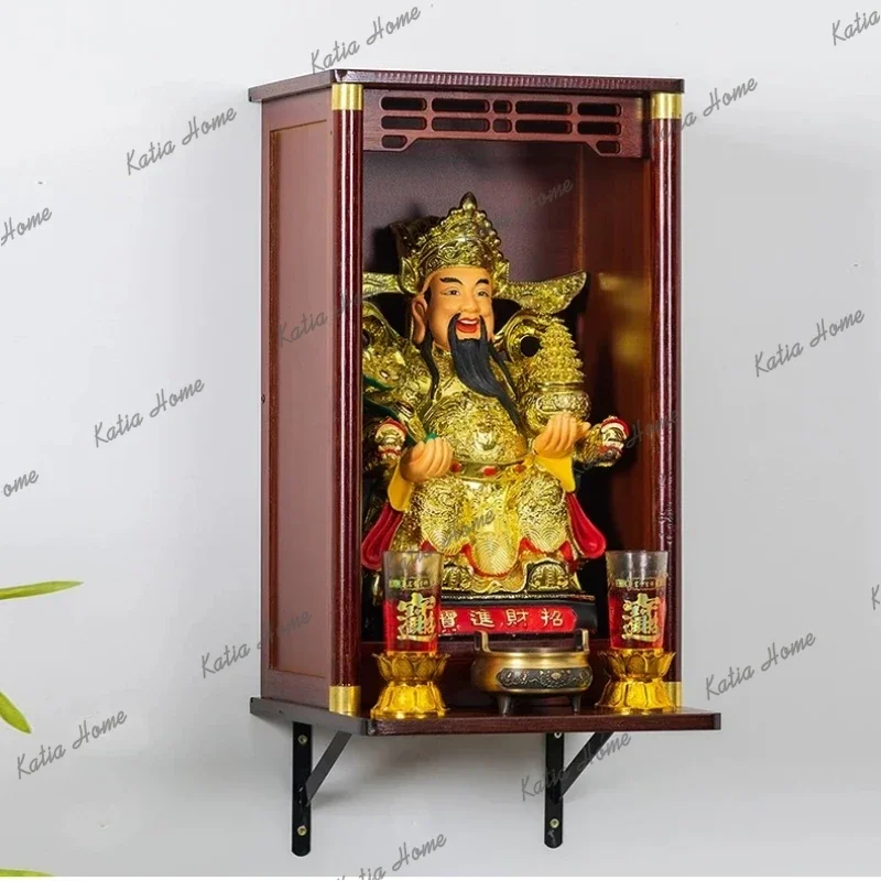 Buddhist Statue Altar Cabinet Guanyin Form Wall Hanging Altar Cabinet Depicting Wealth Home Furniture Arredo