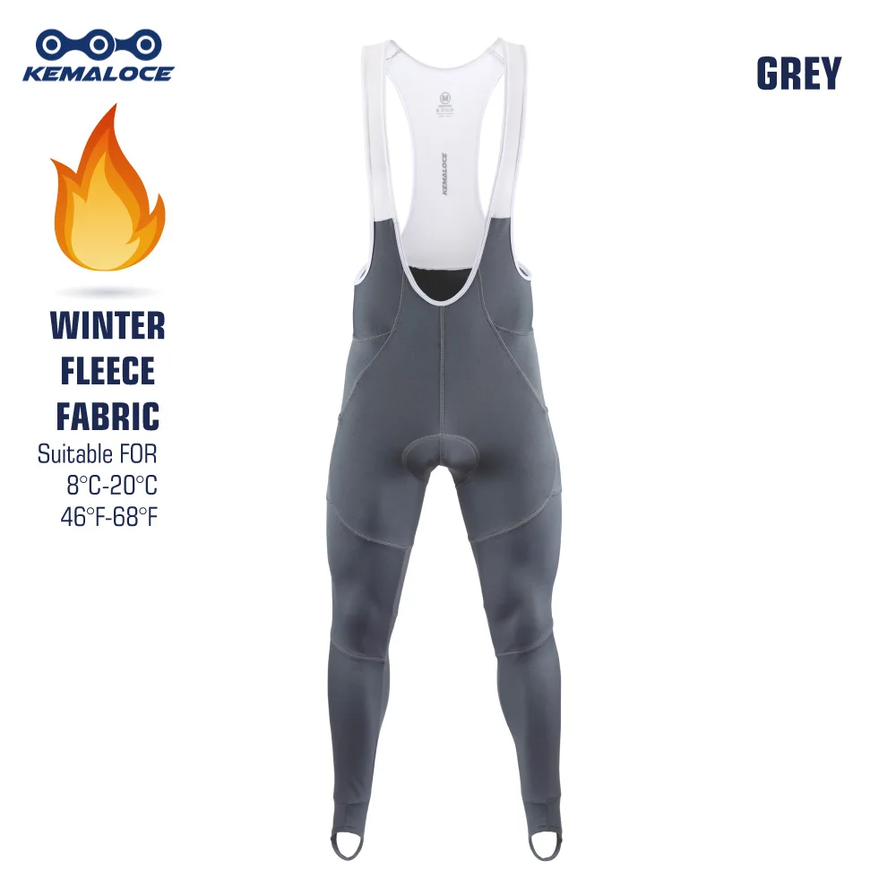 Kemaloce Men Cicling Bib Pants Inverno Rápido Azul/preto/preto/cinza Ponta de leque de gel de lã Thermal Mtb Calças de bicicleta de ponta de ponta de ponta alta