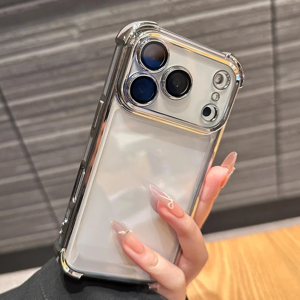 Luxuriöse Stoßfeste Transparente Handyhülle mit Beschichtung für iPhone 18 17 16 15 14 13 12 11 Pro Max 16Plus Air Clear Cover
