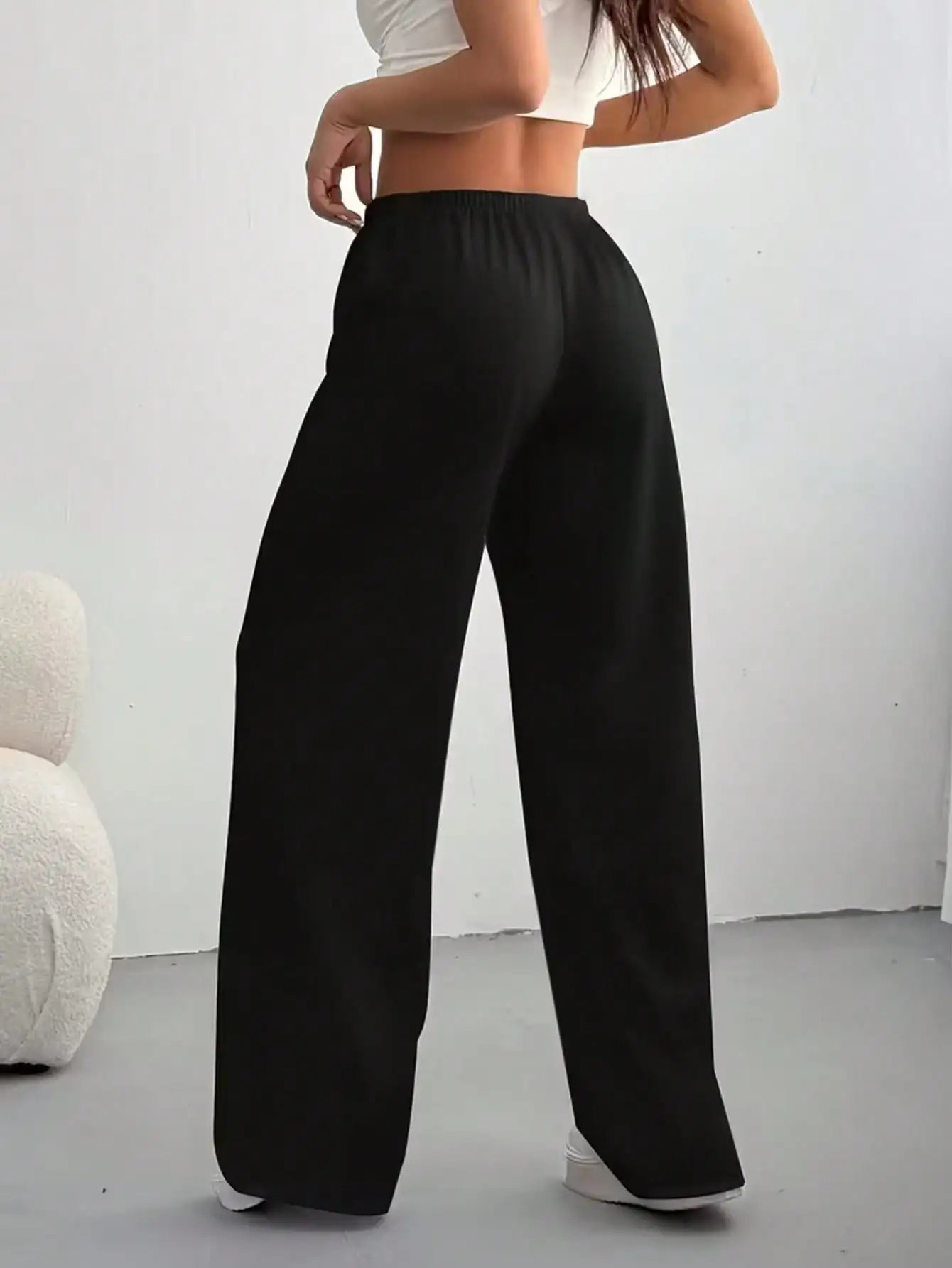 2026 Damen Casual Ganzjahres-Laufhose - Bequeme, lockere, einfarbige Hose mit Kordelzug und elastischem Bund, weites Bein – Detail 13