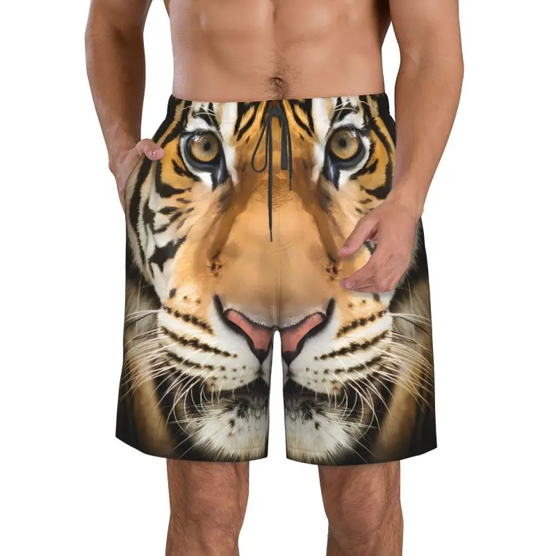 

Спортивные повседневные пляжные шорты с головой тигра и большими глазами, мужские уличные шорты, повседневные уличные шорты, свободные пижамы