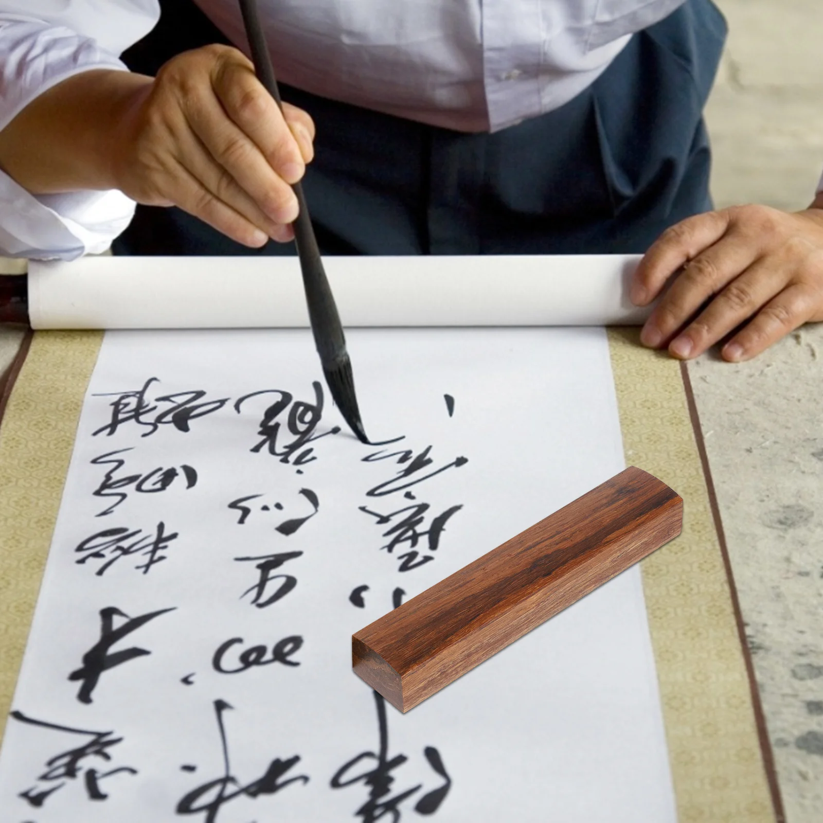 2 قطعة ثقالة الورق الخيزران لممارسة الخط مصقول مستطيلة الخط ورقة الأوزان مكتب عمل ثقالة الورق #3