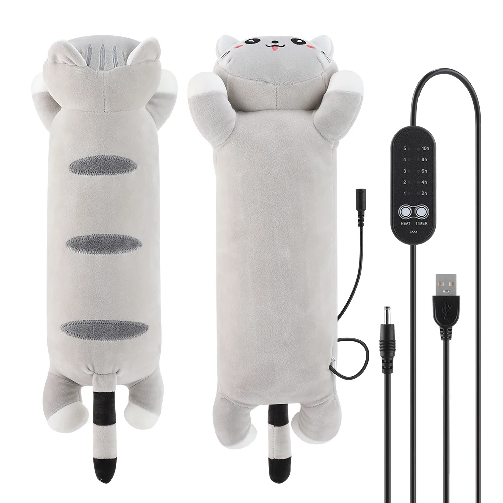 USB Charging Electric Heating Pad Period Heated Plush Cute Soft Cat Office Nap Pillow Lovely Cat Heating Pad For Gril Gift