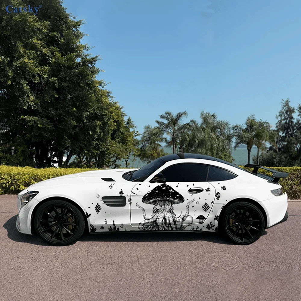 

Боковая наклейка на кальмар с темным пламенем, ПВХ, самоводонепроницаемая палочка, яркие автомобильные внешние аксессуары, декор, защитный подарок для любителей автомобилей