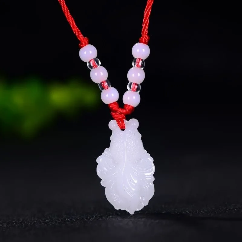 Natural Green Jade Goldfish Pendant Necklace Charm Jewellery Fashion Accessories Hand-Carved Man ahd woman Luck Amulet Gifts