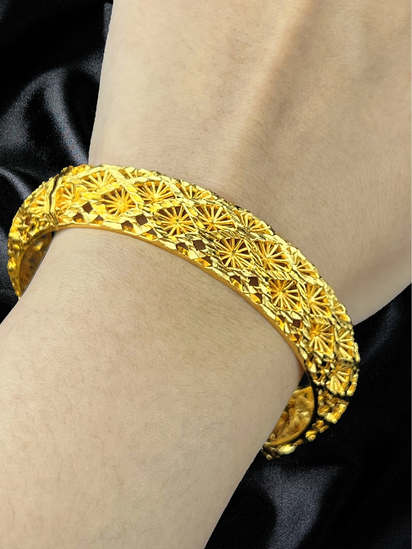 ANIID Dubai Wedding Bangles Ethiopian Jewelry 24K Gold Color Africa Bracelets Women Arab Birthday Jewelry