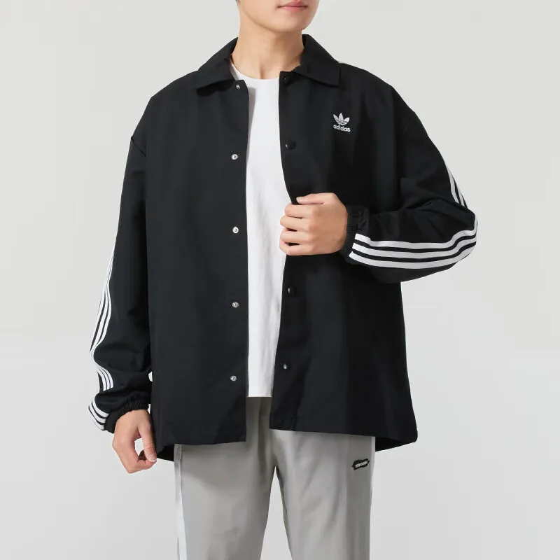 Adidas Clover coat men's 2024 winter new sportswear fashion lapel shirt casual jacket IZ1831