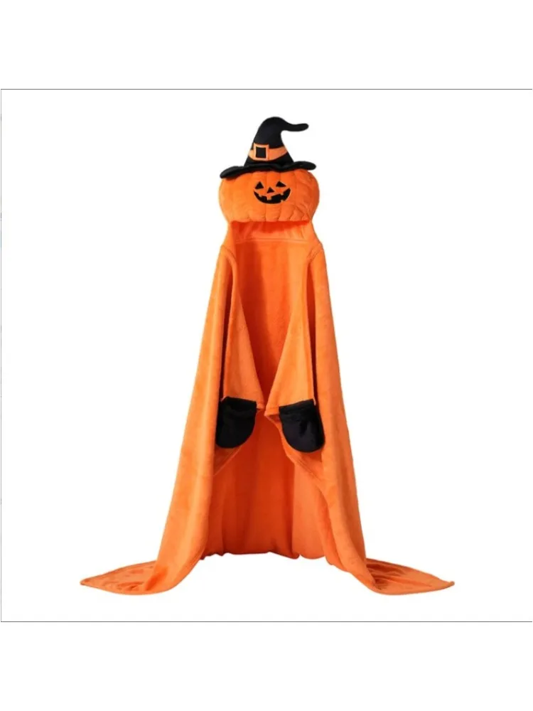 1pcs Hooded Halloween Pumpkin Decoration Costume Halloween Role Playing Game Halloween Party Clothes Spoof Clothes Capes