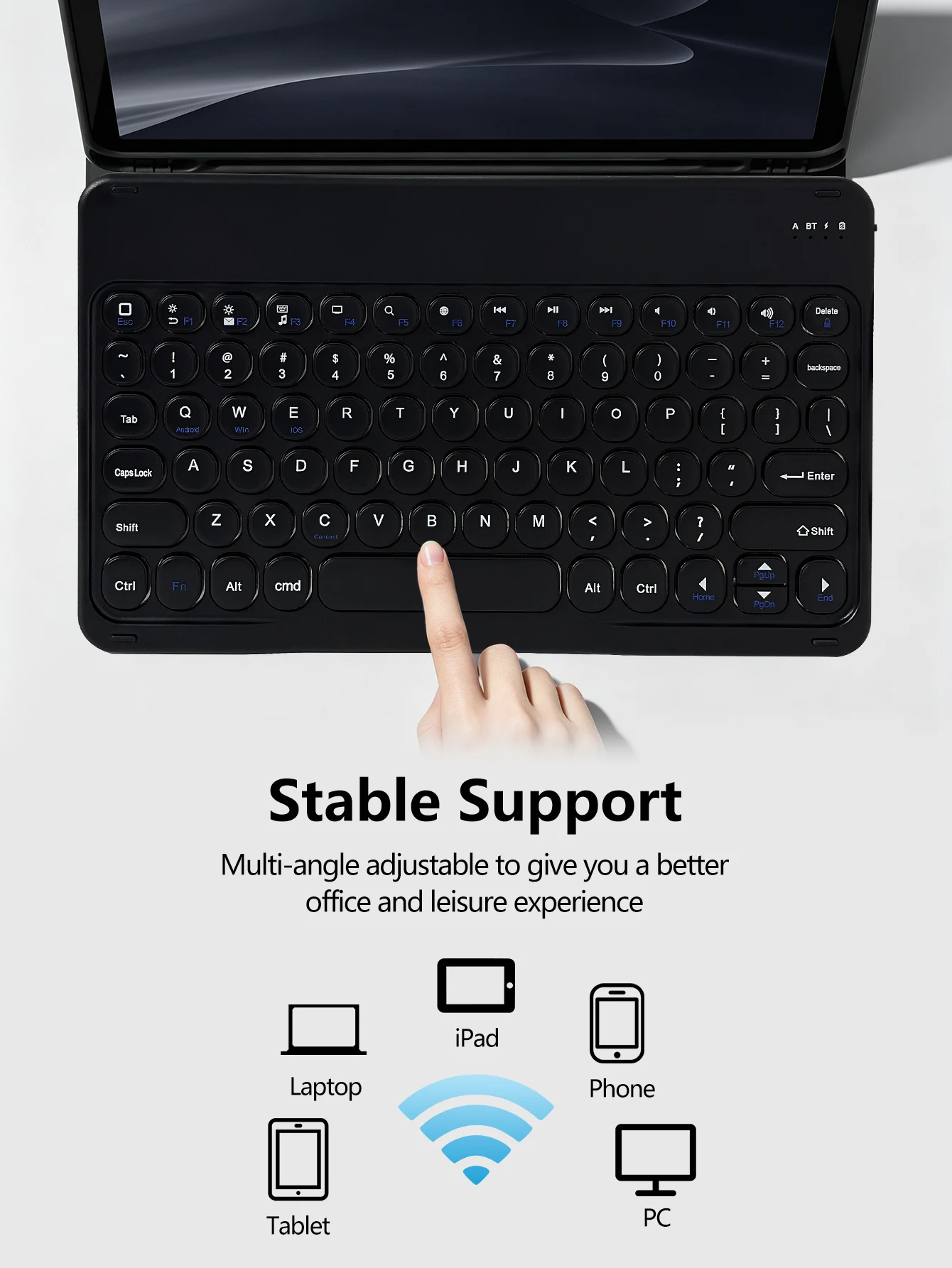 Round Hat Silent Retro Mini Wireless Keyboard Compatible with iPad Computer Phone Tablet view 6