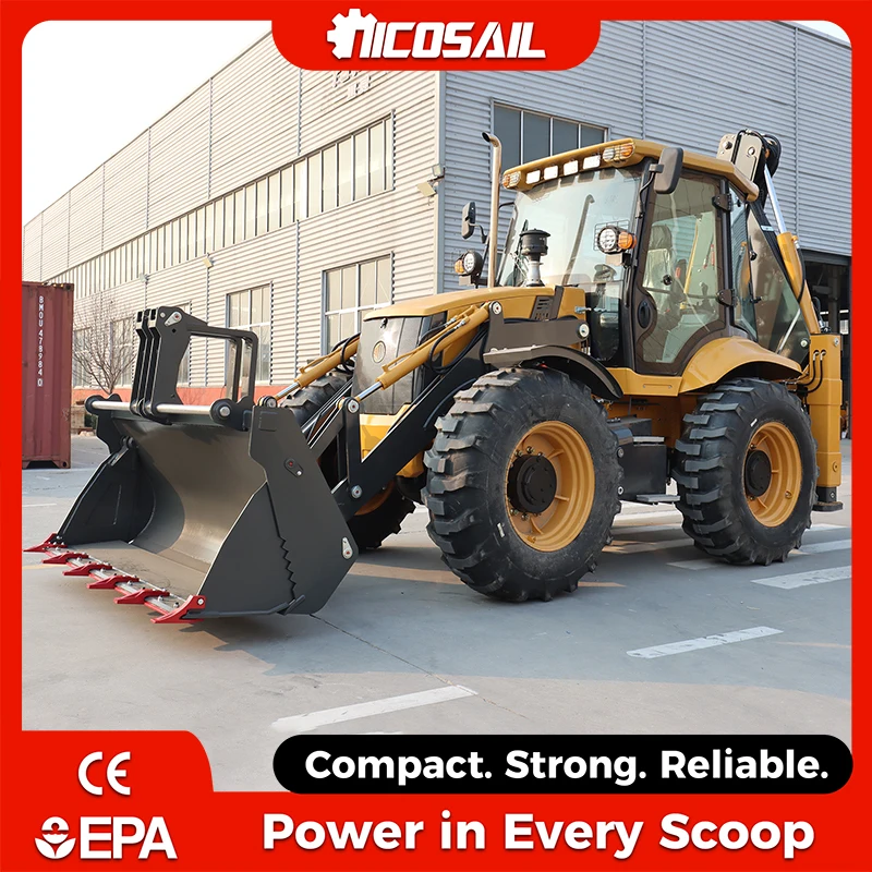

Mini Backhoe Loader For Greenhouse Farm 4WD Small Tractor With Front Loader Backhoe Arm