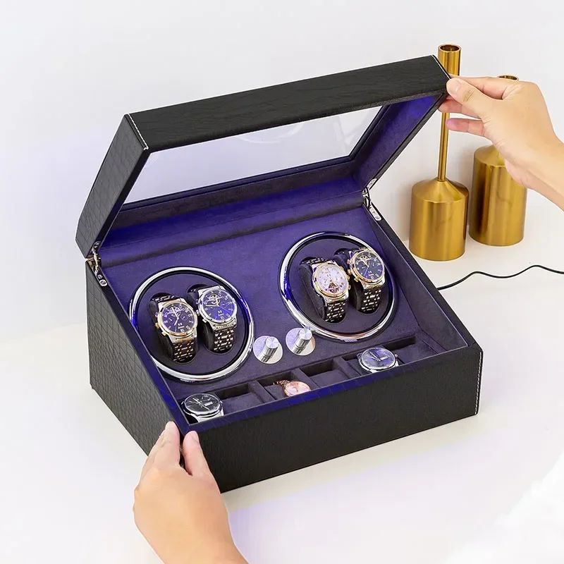 Silent Watch Winder for Automatic Watches Led Rotating Winder Watch Box Luxury Mechanical Watches Display Organizer Boxes Gift