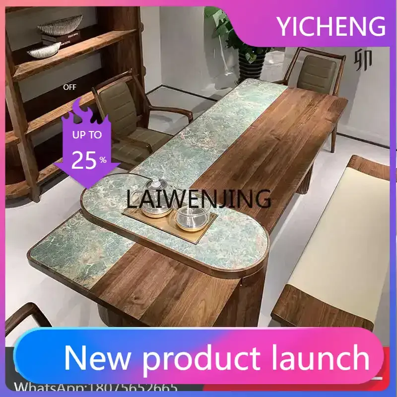 

LYY New Chinese rock slab tea table Premium sense tea room meeting guests Zen solid wood tea table