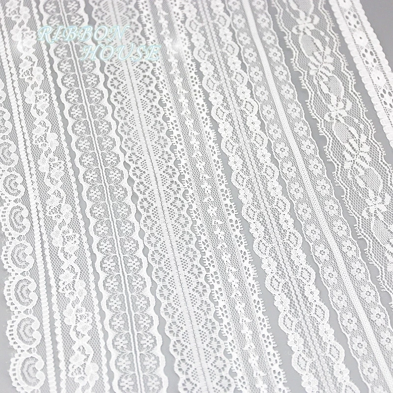 (5 Yards/roll) White Lace Ribbon Fabric Webbing Decoration Polyester Material Lovely Gift Packing Handmade DIY