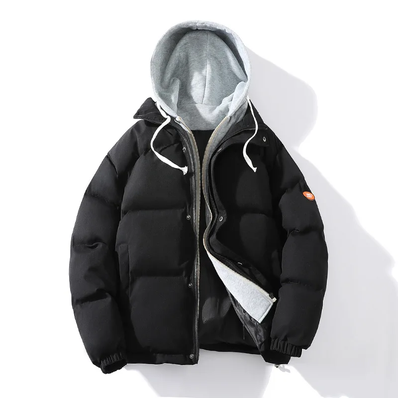 

Men Winter Down Jackets Hooded Casual Fake Two-piece Winter Coats New Fashion Male Thicker Warm Fit Parkas Slim Winer Jackets 4X