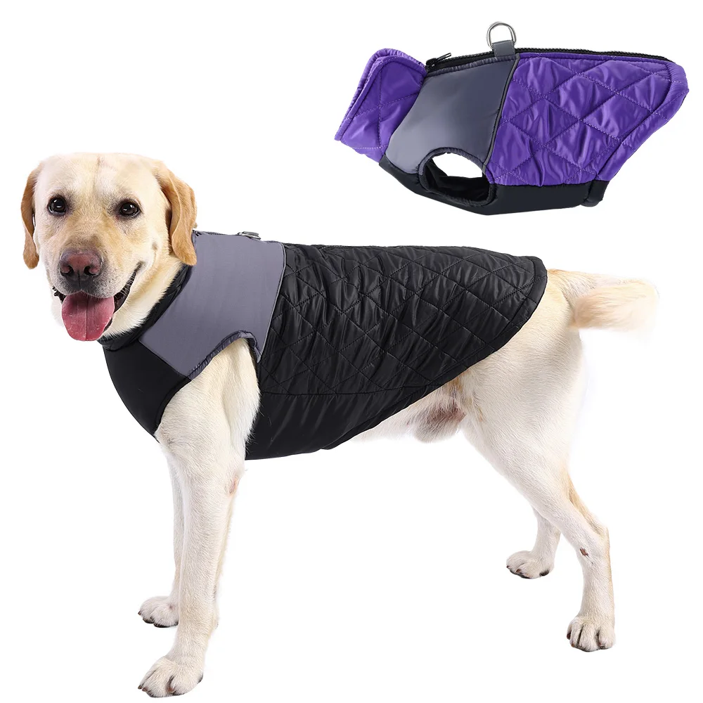 Reflektierende Hundekleidung, Winter, warme Haustier-Hundejacke für kleine große Hunde, Welpen, winddichte Kleidung mit D-Ring, Labrador-Mops-Outfits