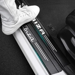 New 4pcs car stickers door sill strips pedals carbon fiber decorative strips for SEAT IBIZA Auto Accessories