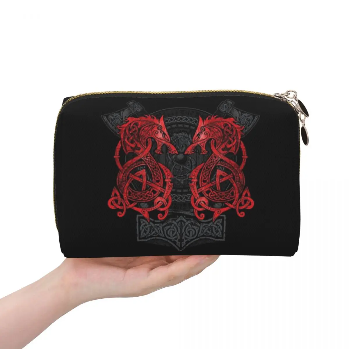 Viking Loki Son Fenrir bolsa de cosméticos para mujer, bolsa organizadora de maquillaje de viaje, almacenamiento de artículos de tocador, caja de Kit Dopp