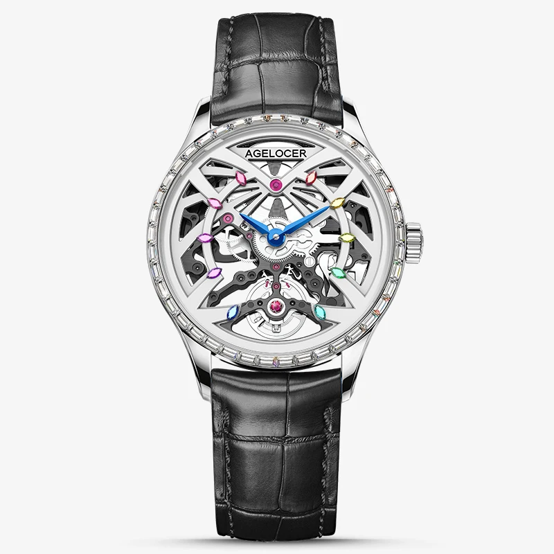 AGELOCER orologio da corsa originale da uomo quadrato luminoso automatico orologio meccanico regalo di compleanno per uomo