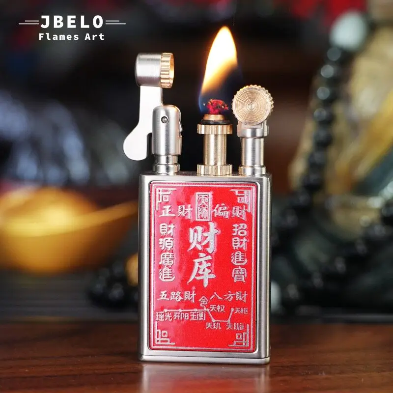 Vintage Metal Trench Lighter Grinding Wheel Wick Kerosenes Gasolines Lighter Antique Portable Cigarette Lighter Men Smoking