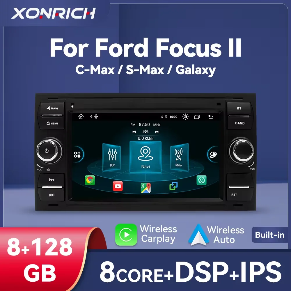 Wireless Carplay Android Car Auto Radio Multimedia For Ford Focus 2 Ford Fiesta Mondeo 4 C-max S-Max Fusion Transit Kuga RDS DSP