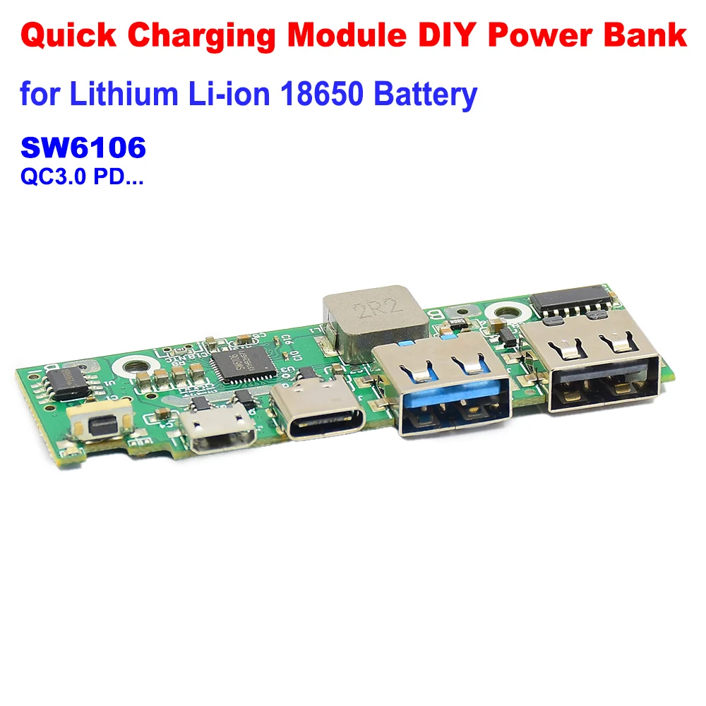 SW6106 USB Type-C QC 3.0 PD Quick Charging Board 5V 9V 12V Fast Charger module for Lithium Li-ion18650 Battery DIY Power bank